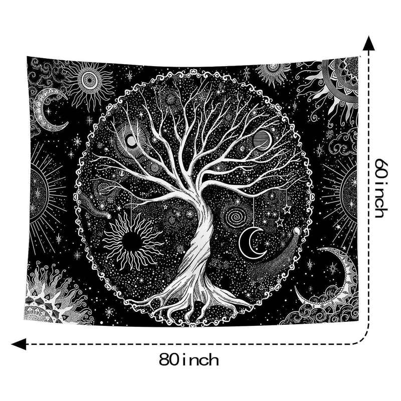 Black and White Tapestry Galaxy Space Tapestry for Bedroom,60x80 Inch