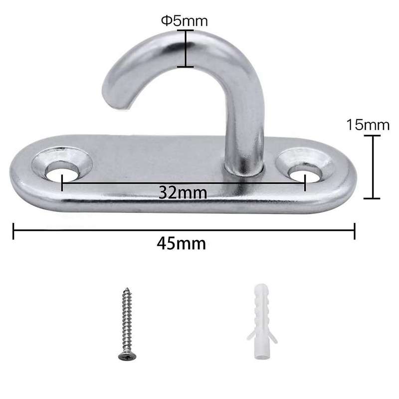 6 Pack Stainless Steel Ceiling Hooks M5 Oval Open Hooks Wall Mount