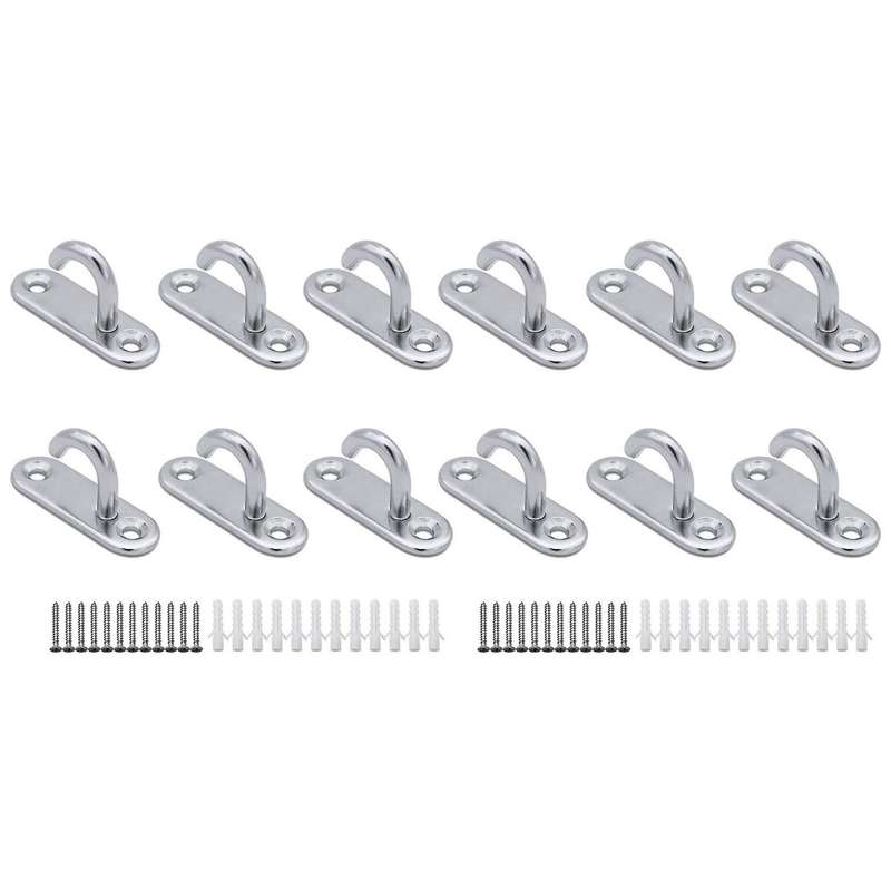 6 Pack Stainless Steel Ceiling Hooks M5 Oval Open Hooks Wall Mount