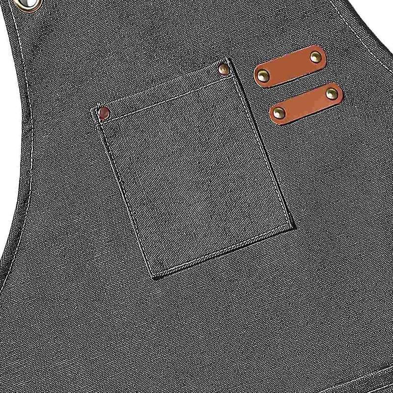 Cotton Cross Apron with Adjustable Straps& Pockets,m to Xxl (grey)