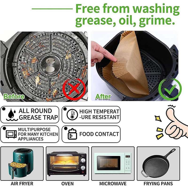 Air Fryer Disposable Paper Liner Square,parchment Paper,non 200pcs