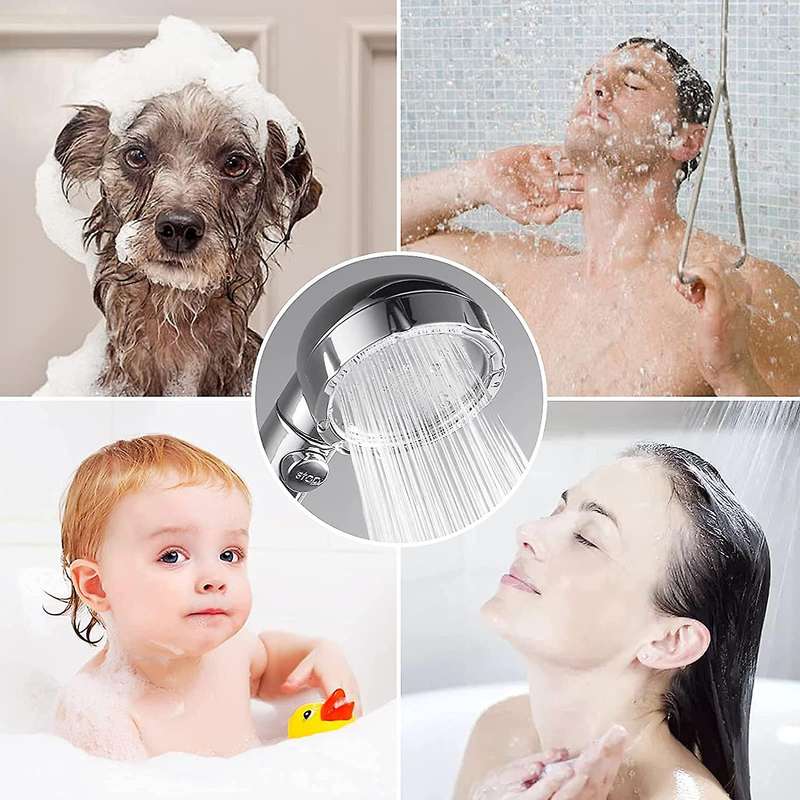 3 Spray Settings Shower Head with 4.9ft Stainsteel Hose, Bracket