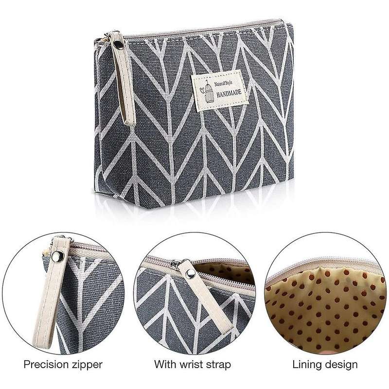 6pcs Canvas Makeup Bags Printed Cosmetic Bags for Women Girls, A