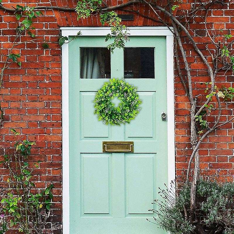 2 Pack Artificial Boxwood Wreath Leaves Wreath Decoration, 10 Inches