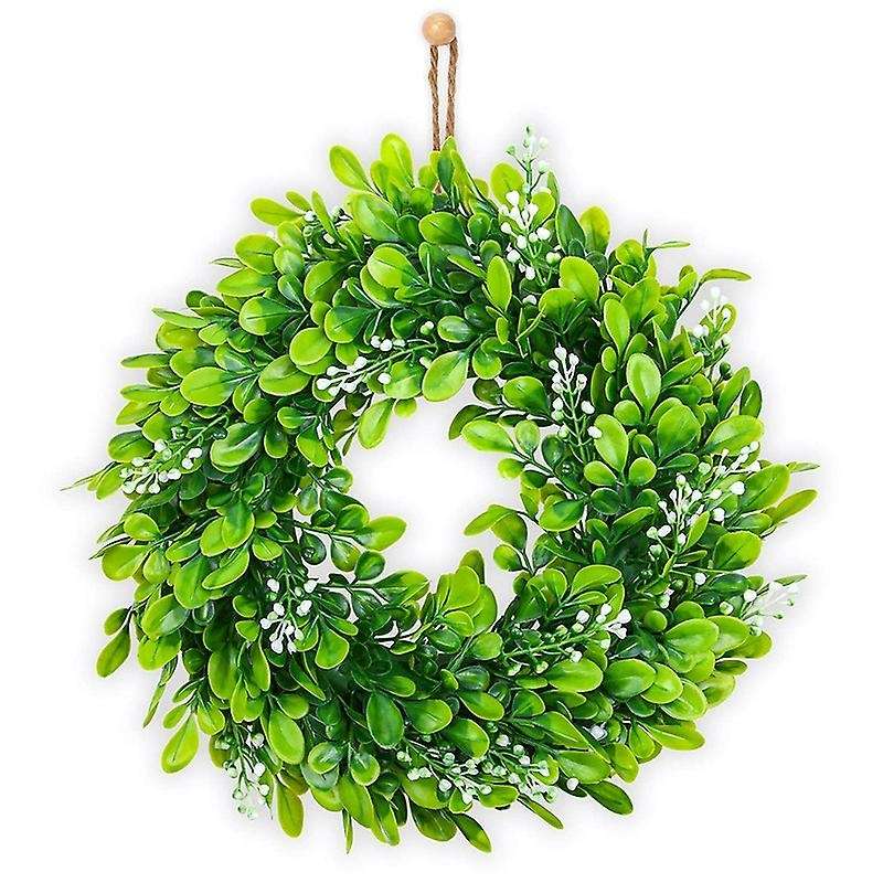 2 Pack Artificial Boxwood Wreath Leaves Wreath Decoration, 10 Inches