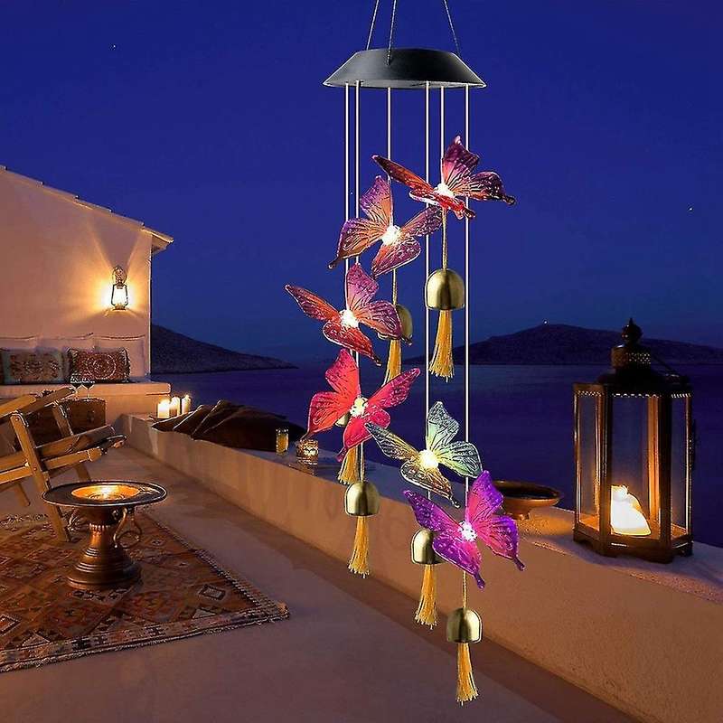 Solar Butterfly Wind Chimes Light,waterproof for Garden Yard Decor