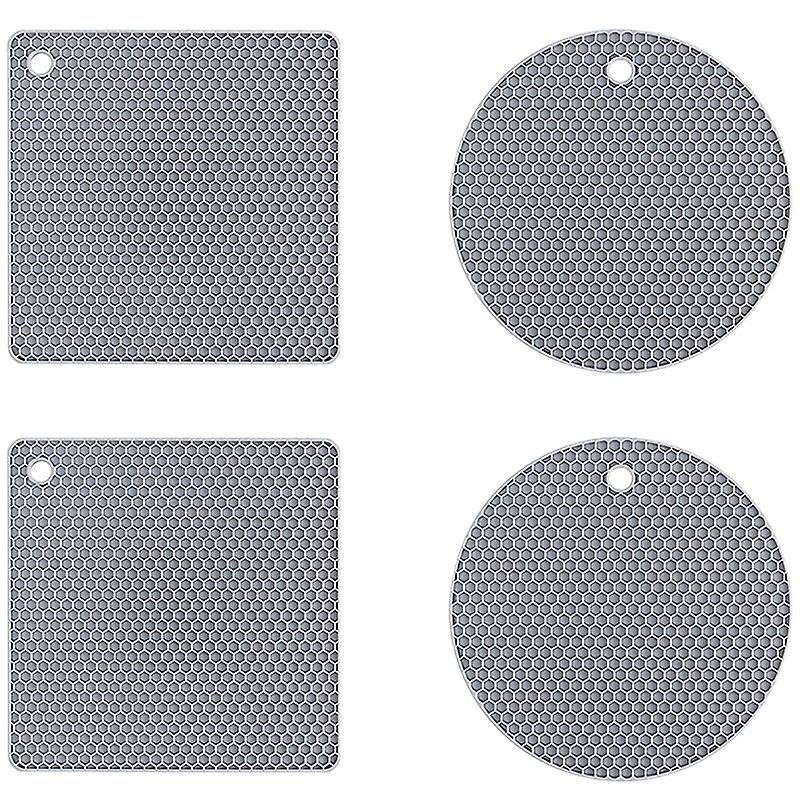 4 Pcs Extra Thick Silicone Trivet Mats: Trivets for Hot Dishes Gray