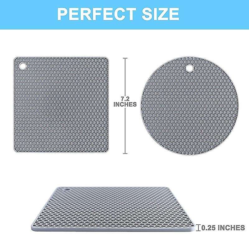 4 Pcs Extra Thick Silicone Trivet Mats: Trivets for Hot Dishes Gray