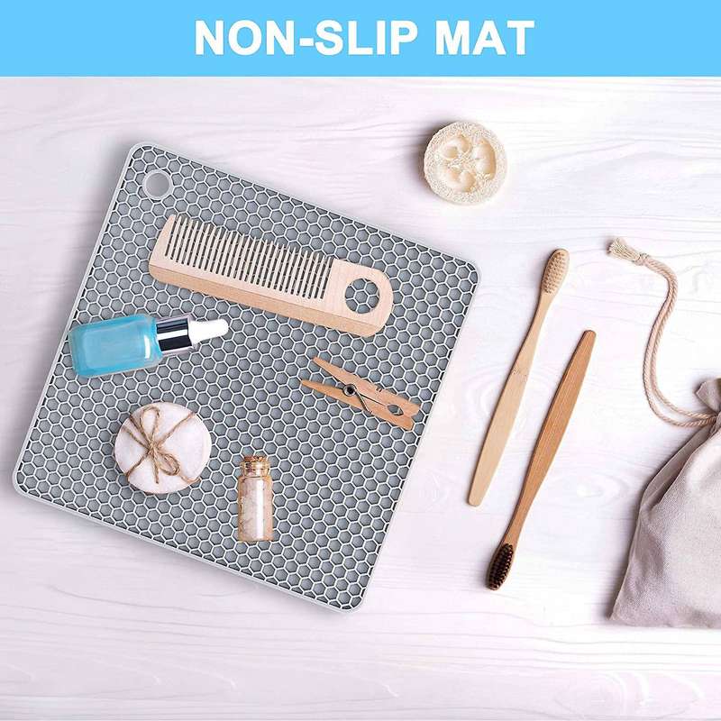 4 Pcs Extra Thick Silicone Trivet Mats: Trivets for Hot Dishes Gray