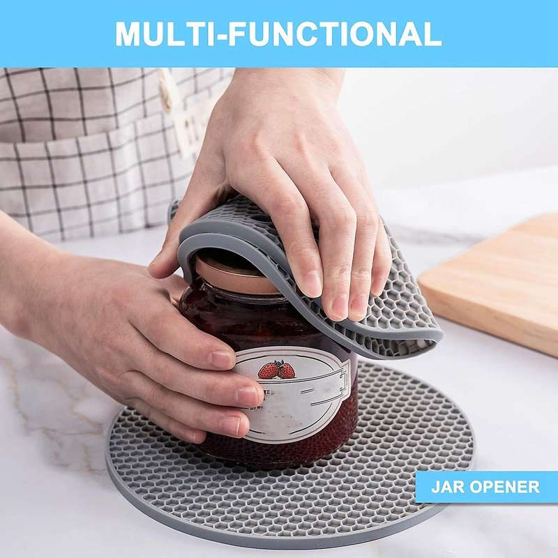 4 Pcs Extra Thick Silicone Trivet Mats: Trivets for Hot Dishes Gray