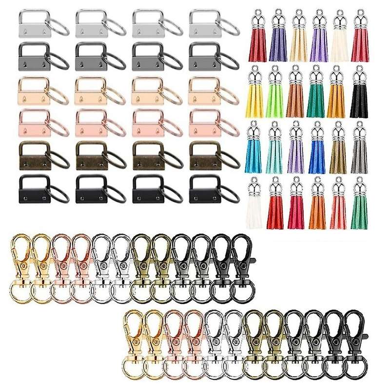 24 Key Fob Hardware, 24 Tassel and 24 Swivel Snap Hooks,6 Colors