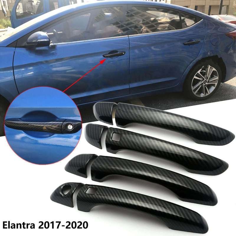 Carbon Fiber Car Door Handle Cover Trim Sticker(2 Buttons)