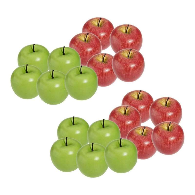 Decorative Artificial Apple Plastic Fruits 10pcs Red and Green