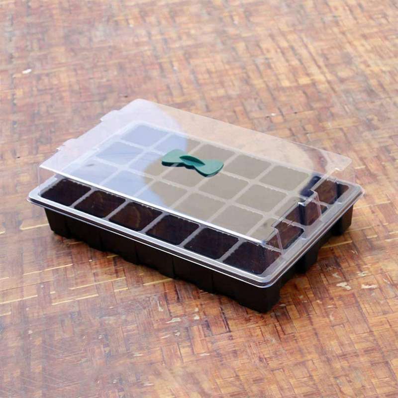 1pcs Seedling Starter Trays with Dome 24 Cells Black