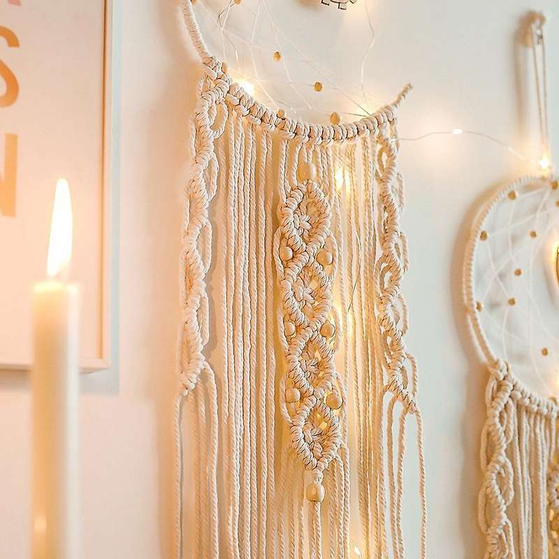 Handmade Dream Catcher with Owl Tapestry Elements, for Girls Bedroom