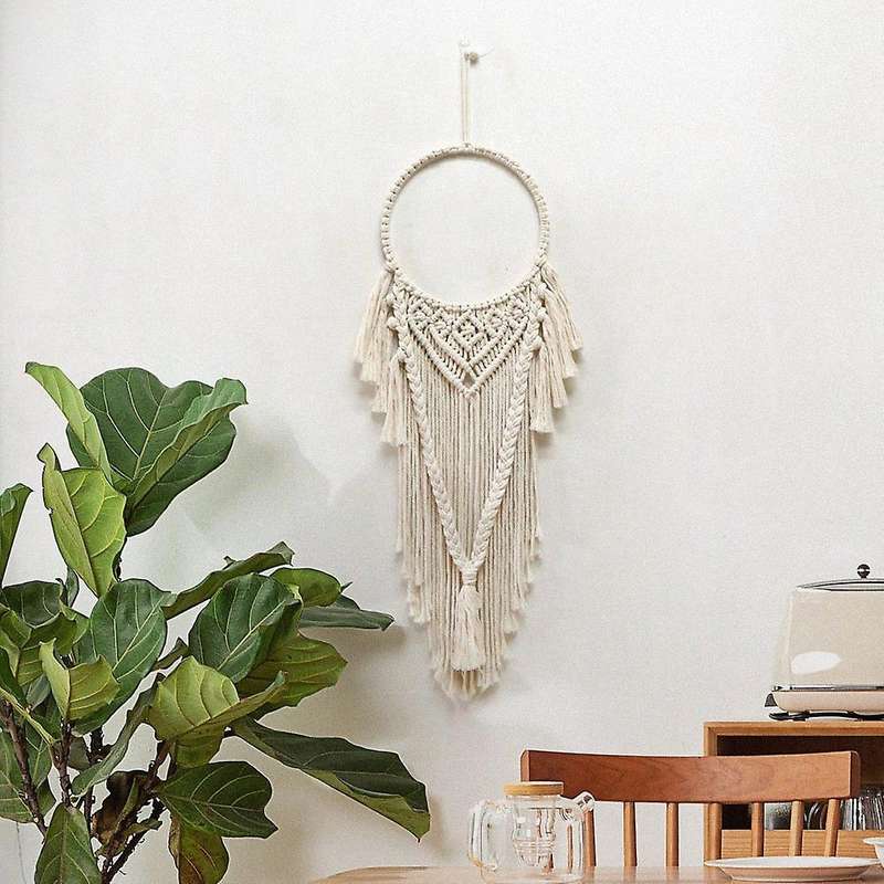 Nordic Bohemian Macrame Wall Hanging Circle Tapestry Beige