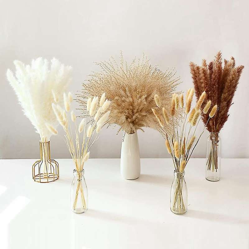 110pcs Dried Pampas Grass Decor , Fluffy Stem Bouquet(17.5 Inch)