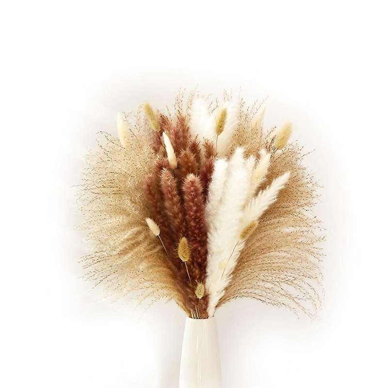 110pcs Dried Pampas Grass Decor , Fluffy Stem Bouquet(17.5 Inch)