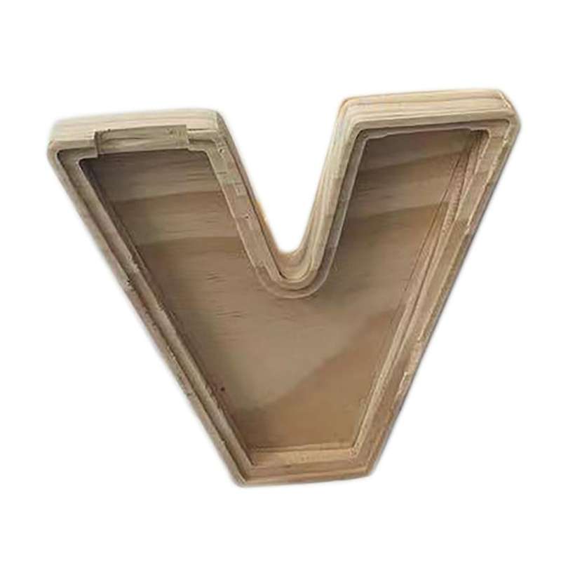 Wooden Piggy Bank Personalized Letters Coin Bank Wooden Money Box - V