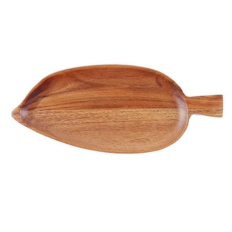 Leaf Shape Bread Plate Wood Platter Fruit Vegetable Tray Tableware A