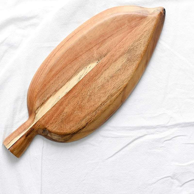 Leaf Shape Bread Plate Wood Platter Fruit Vegetable Tray Tableware A
