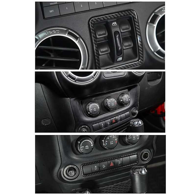 Emergency Light Switch Button Frame Cover Trim, Abs Carbon Fiber
