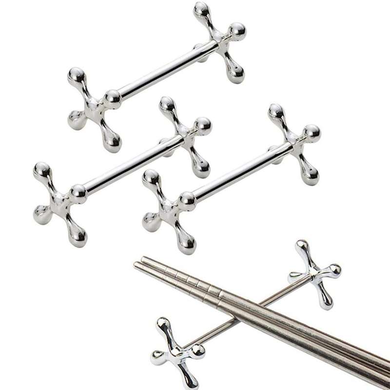 8 Pcs Zinc Alloy Chopsticks Stand Metal Craft Decoration (silver)