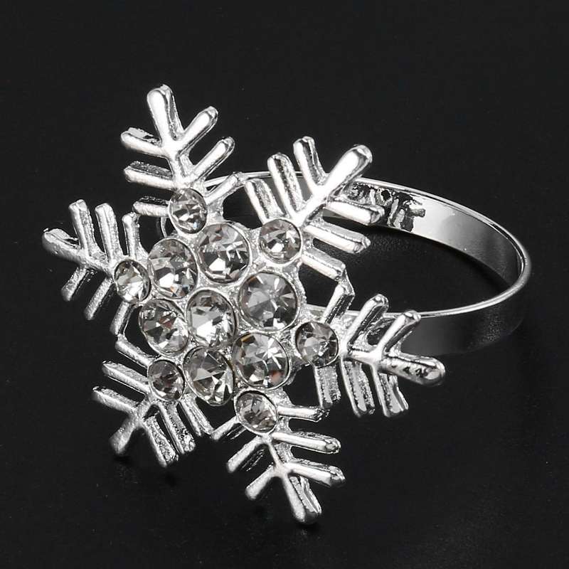 12 Pieces Rhinestone Snowflake Napkin Rings and Deer Napkin Rings