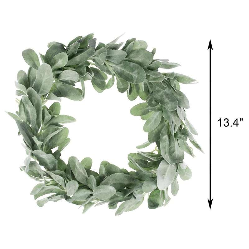13.4 Inches Greenery Vine Flocked Lambs Ear Garland Faux Vine (large)