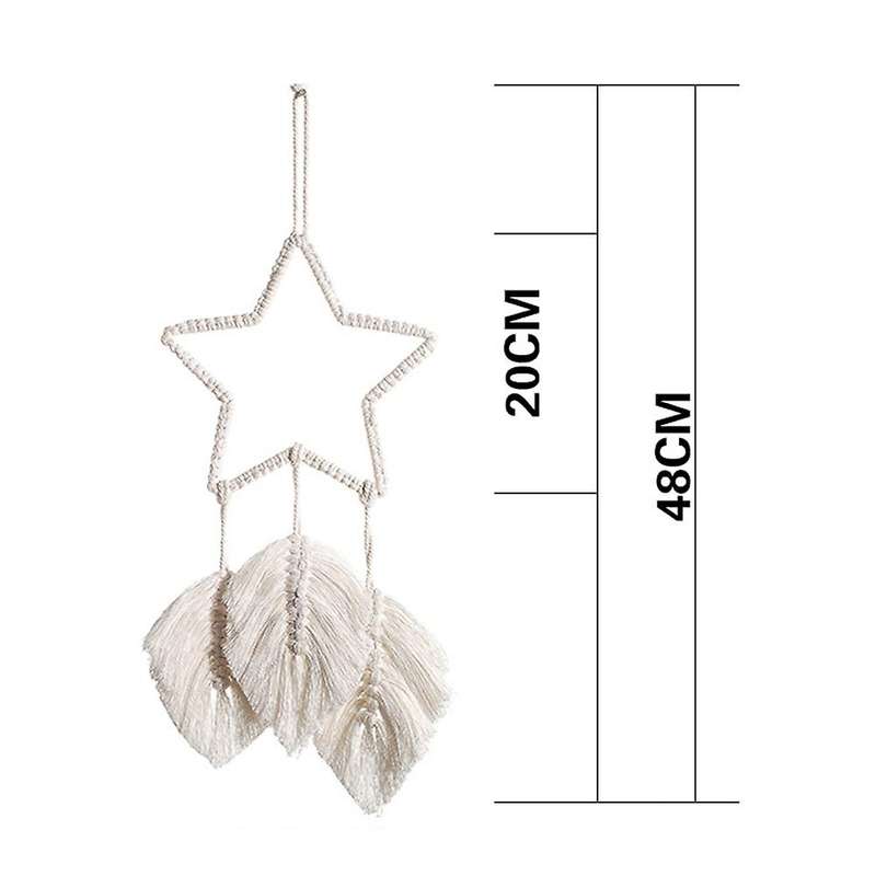 2 Pcs Macrame Wall Hanging Feather Boho Chic Handmade Woven Leaf