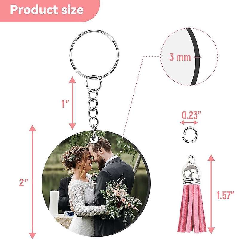 30 Sets Round Acrylic Keychain Round Discs Ornaments with Hole
