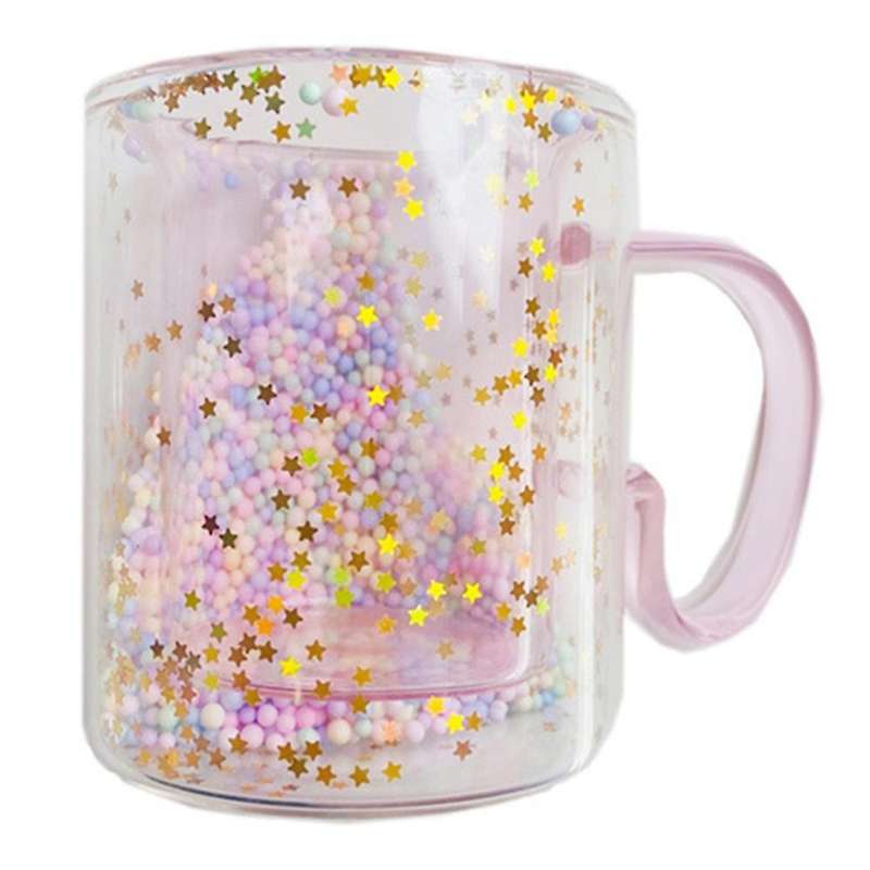 Ins Girl Heart Kawaii Star Sky Cup Star Sequin Double Wall Milk Cup 1