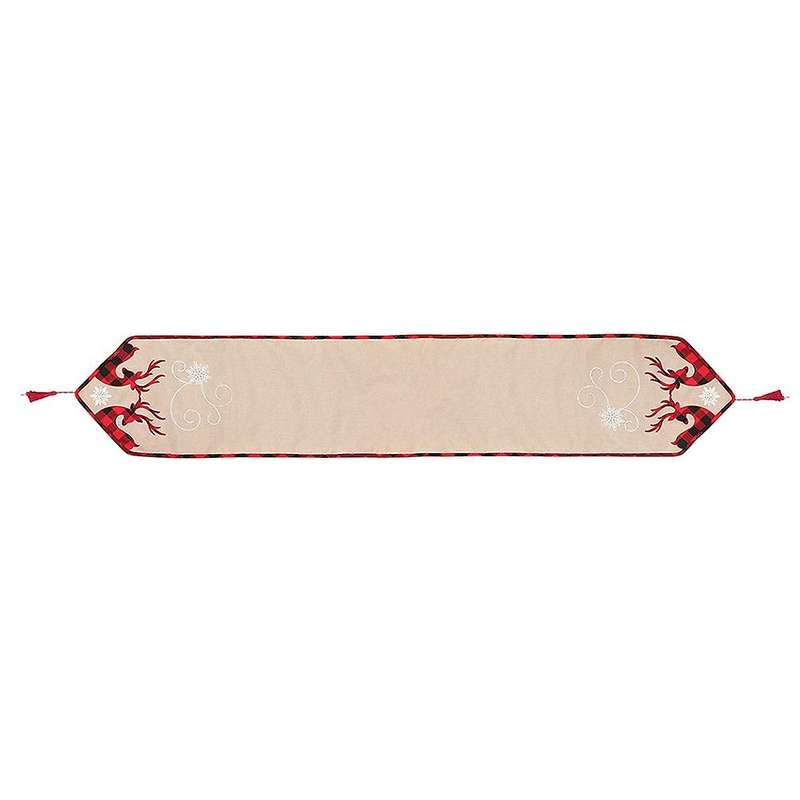 New Christmas Linen Embroidered Moose Table Flag Christmas Decoration