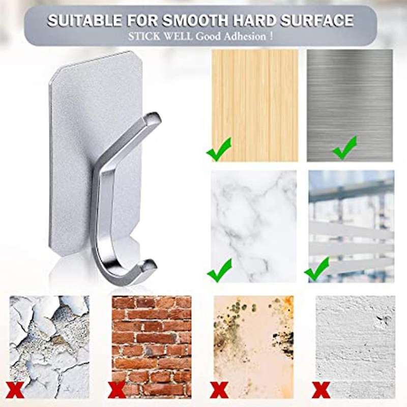 6pcs Self Adhesive Hooks Hat Towel Hooks for Hanging Bedroom Kitchen