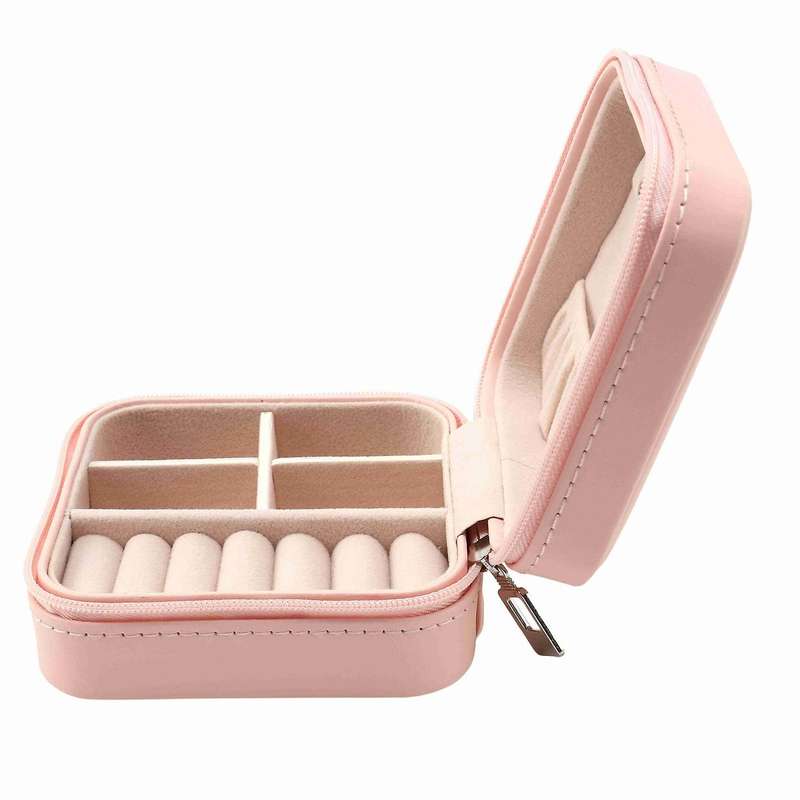 Portable Jewelry Box Zipper Pu Storage Boxes for Womenorange