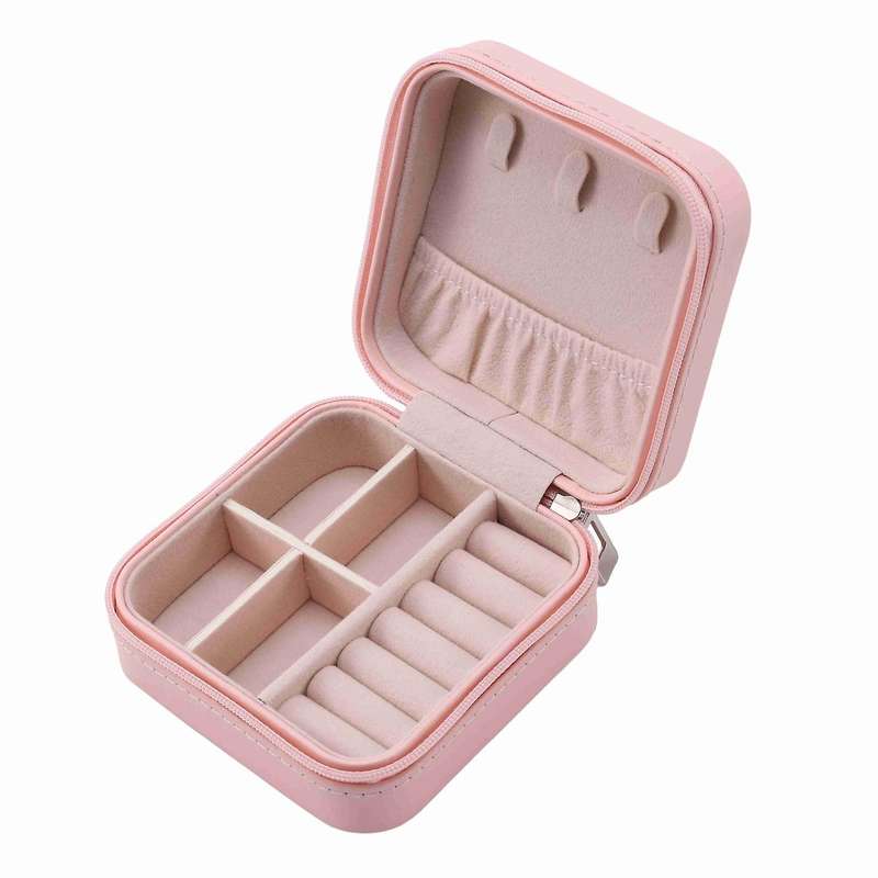 Portable Jewelry Box Zipper Pu Storage Boxes for Womenorange