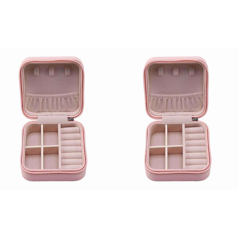 Portable Jewelry Box Zipper Pu Storage Boxes for Womenorange