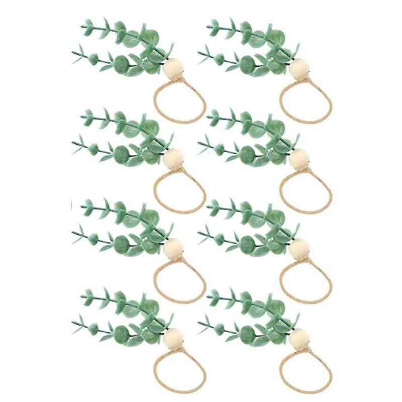 8 Pcs Eucalyptus Napkin Rings Rustic Wooden Beads Napkin Rings
