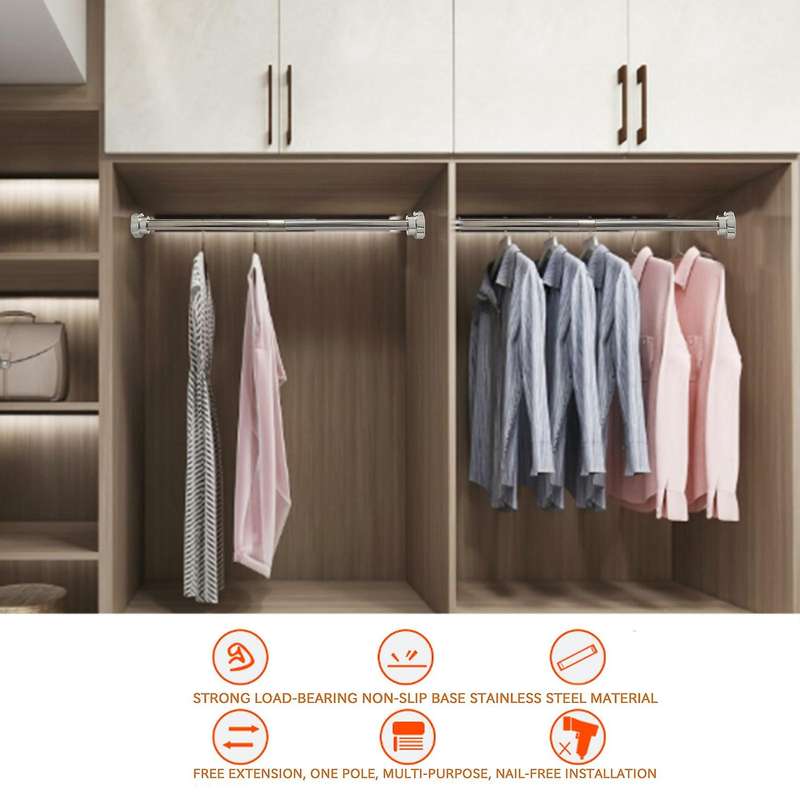 Extendable Clothes Drying Stainless Steel Rod for Bathroom 40-55cm