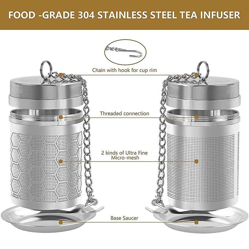 2pcs Tea Filter Tea Infuser for Loose Tea, Fine Mesh with Chain Hook