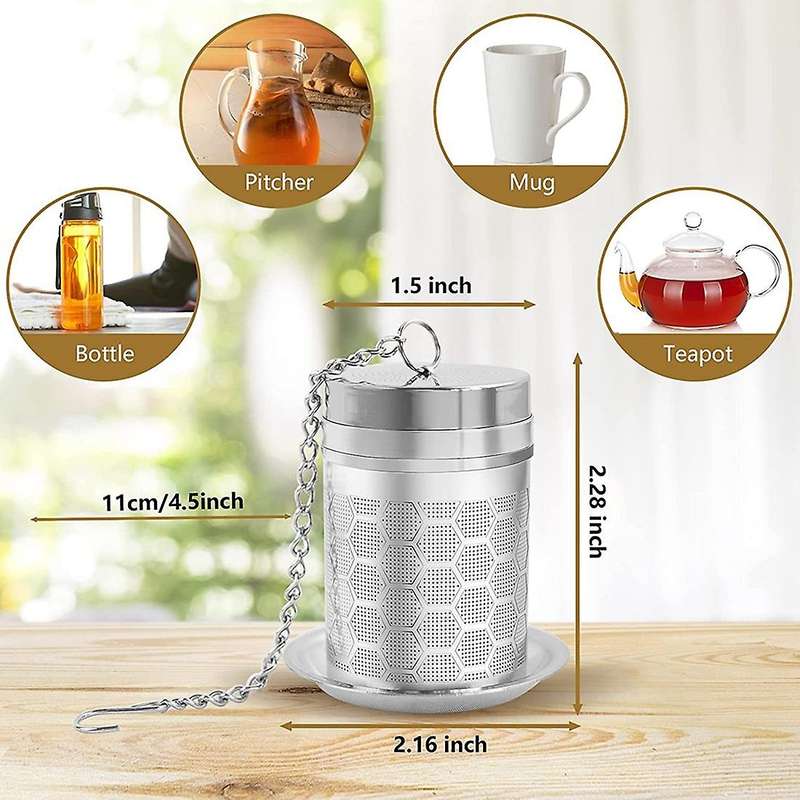 2pcs Tea Filter Tea Infuser for Loose Tea, Fine Mesh with Chain Hook