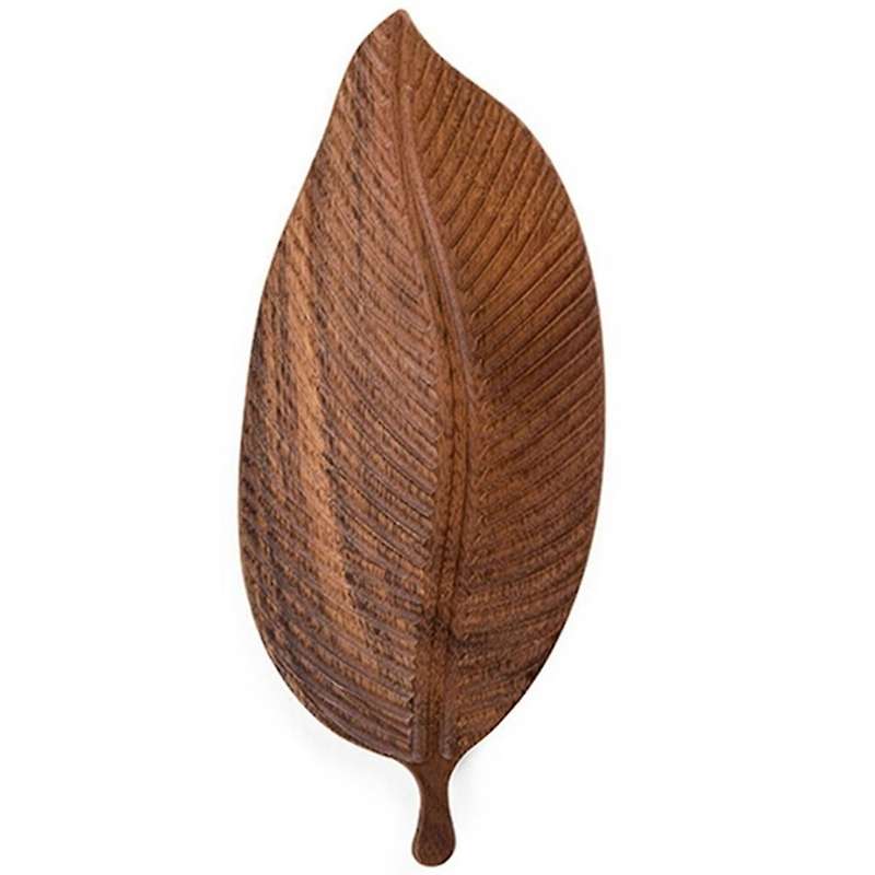Leaf Shape Storage Fruit Tray Solid Wood Handmade Serving Dessert-s