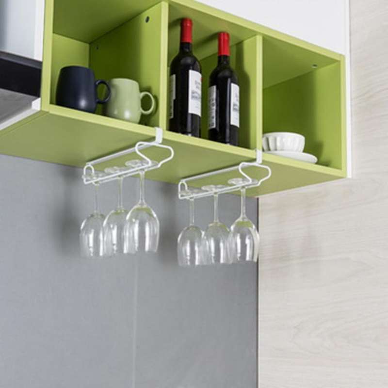 2pcs Useful Iron Wine Rack Glass Holder Hanging Bar Hanger Shelf
