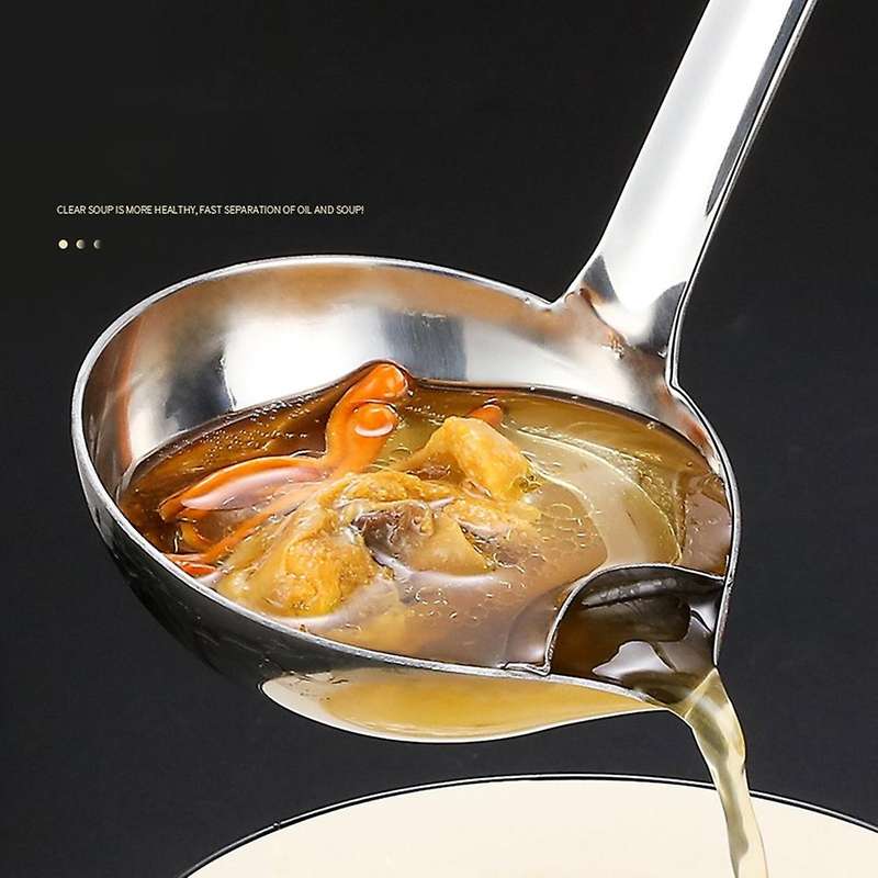 Stainless Steel Oil Filter Spoon Long Handle Spoons Kitchen Supplies