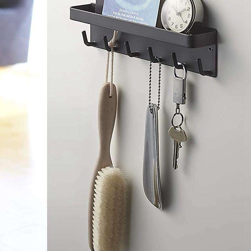 Hooks Wall Mount and Key Holder for Wall Decorative, Office Black