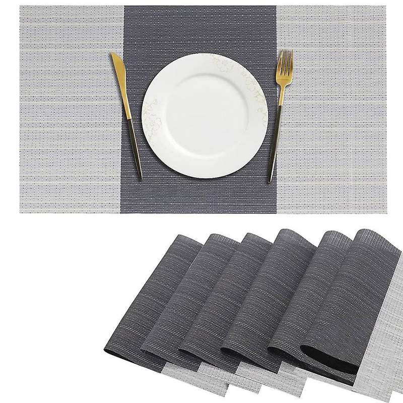 Placemat Set Of 6 Heat Resistant Placemats Pvc Placemats,grey