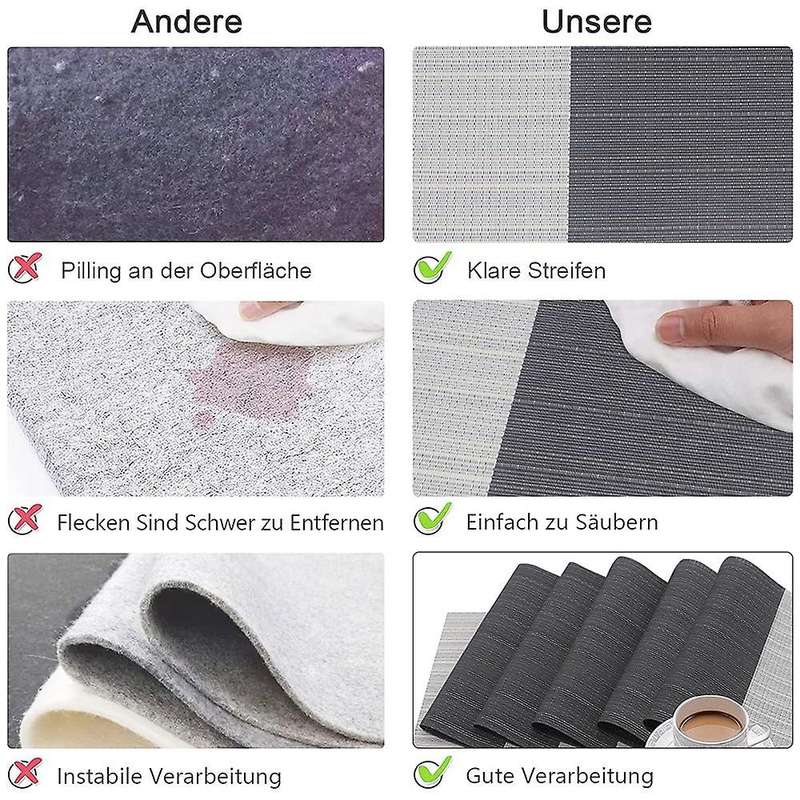 Placemat Set Of 6 Heat Resistant Placemats Pvc Placemats,grey