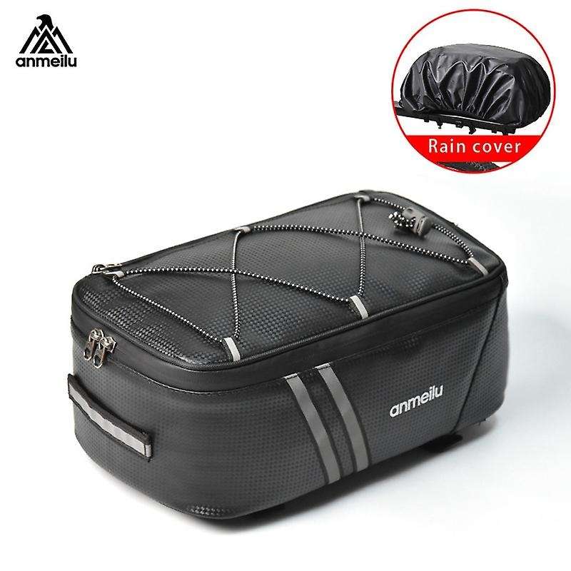 Anmeilu Bicycle Rack Rear Bag Leather Full Waterproof with Rain Cover