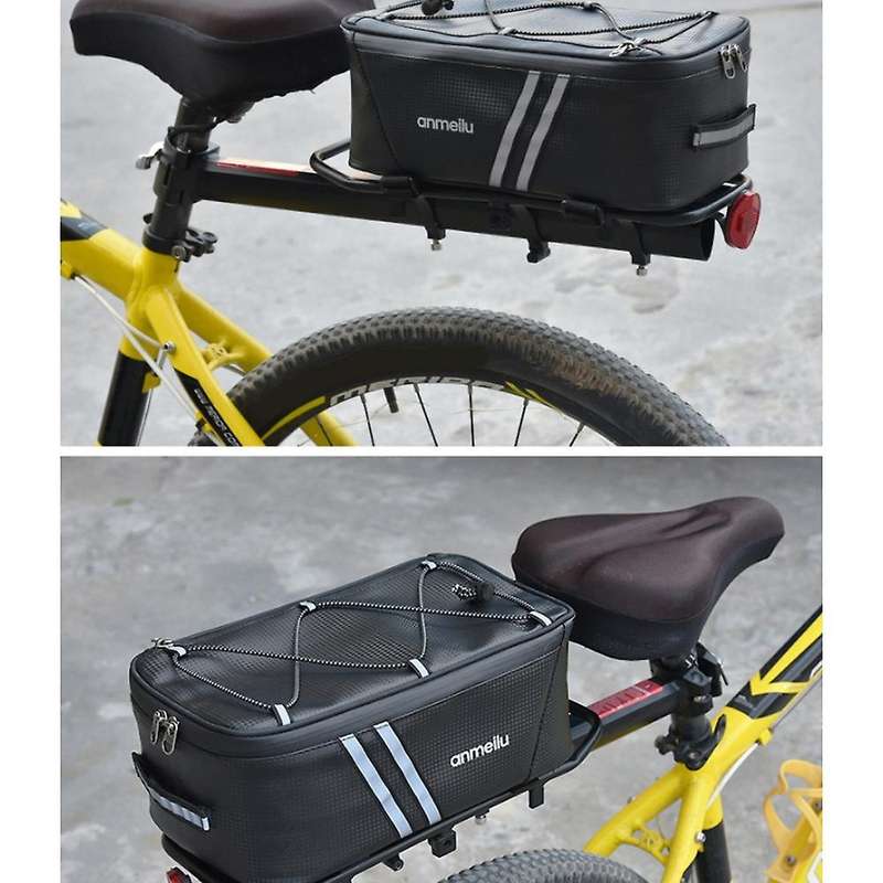 Anmeilu Bicycle Rack Rear Bag Leather Full Waterproof with Rain Cover