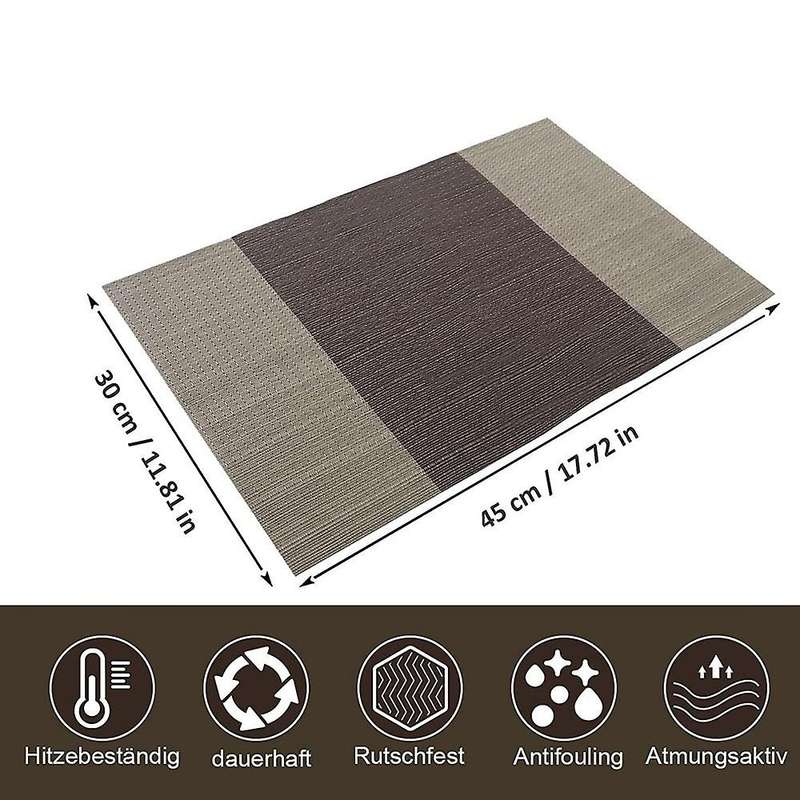 Placemat Set Of 6 Heat Resistant Placemats Pvc Placemats,brown